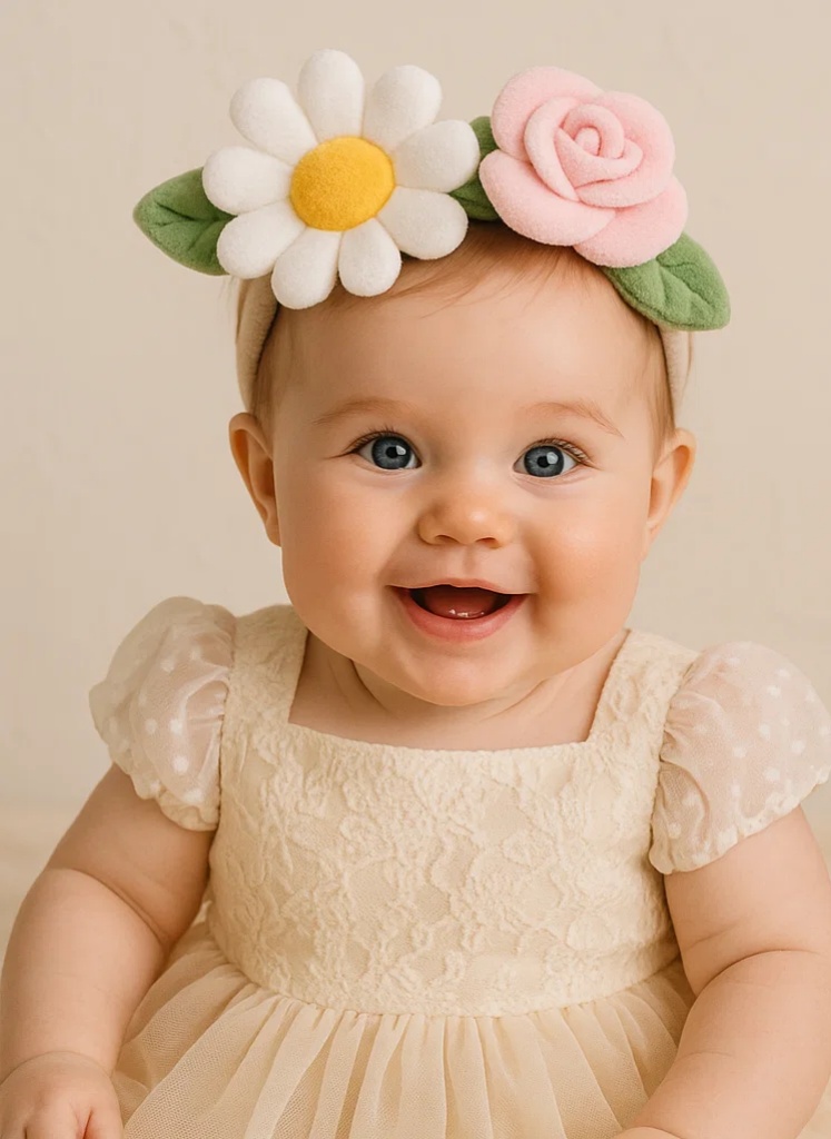 Vyšívaná dětská čelenka s květinami – Styl sponky pro dívky