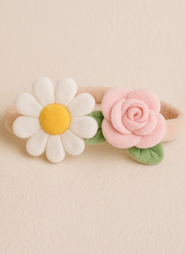 Vyšívaná dětská čelenka s květinami – Styl sponky pro dívky