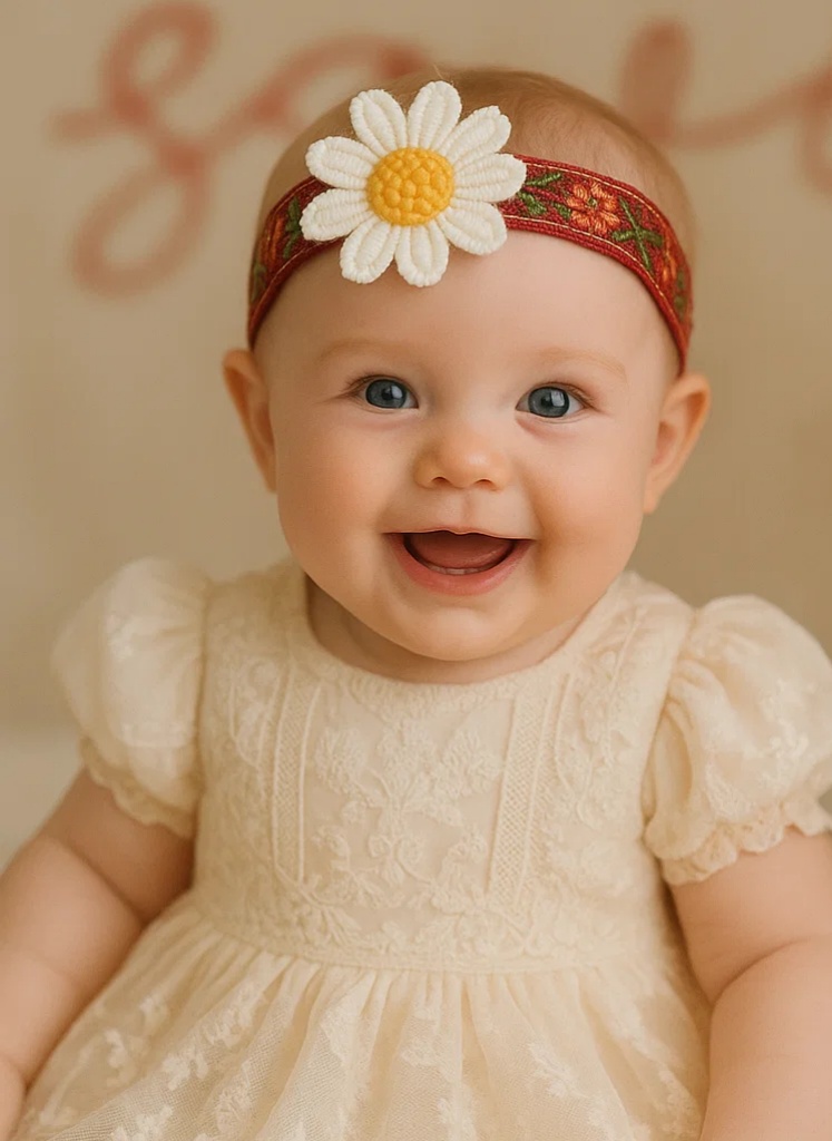 Embroidery Flower Baby Headband – Hairpin Style for Girls