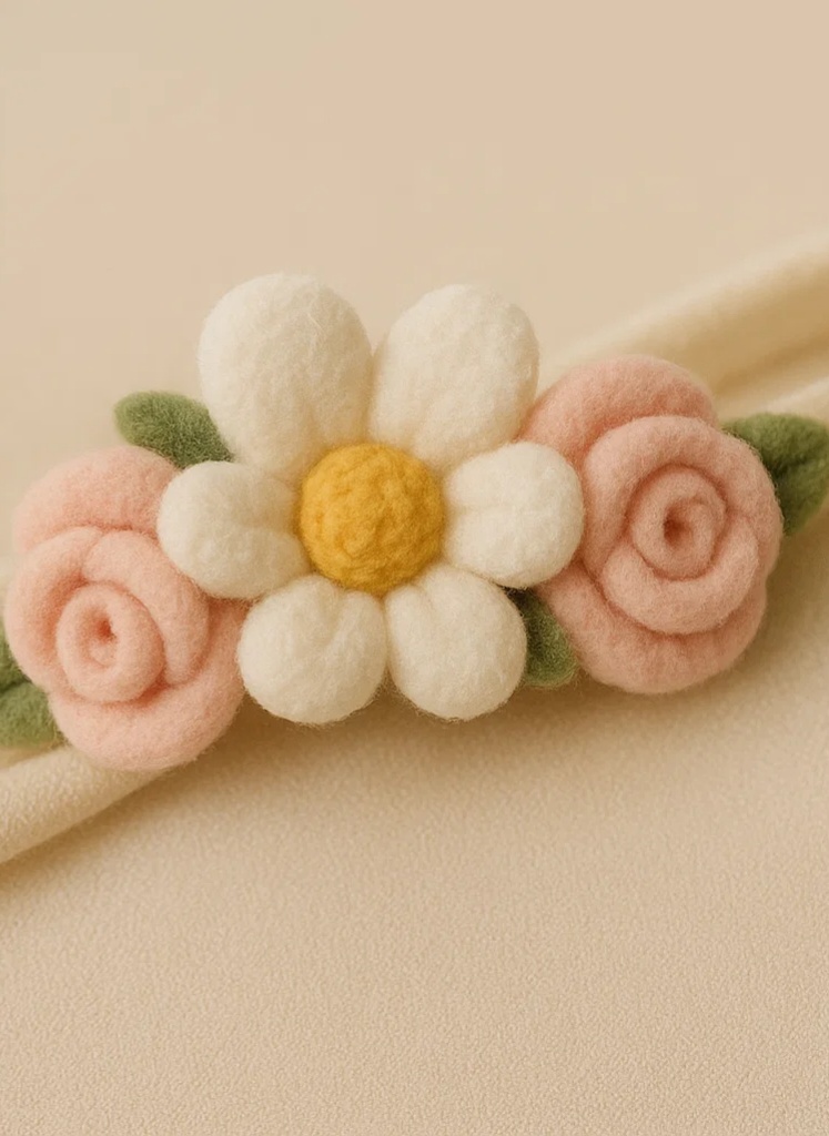 Diadema bebé bordada con flores – Estilo horquilla para niñas