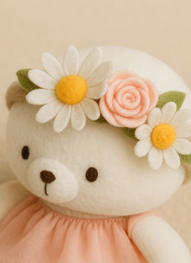 White Daisy and Rose Handmade Baby Doll Headband | Soft Floral Chinese Style Detachable Hair Accessory