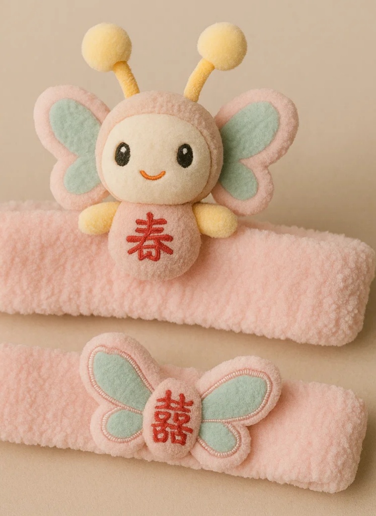 Bandeau bébé brodé de papillons – Doux et élégant pour les nouveau-nées