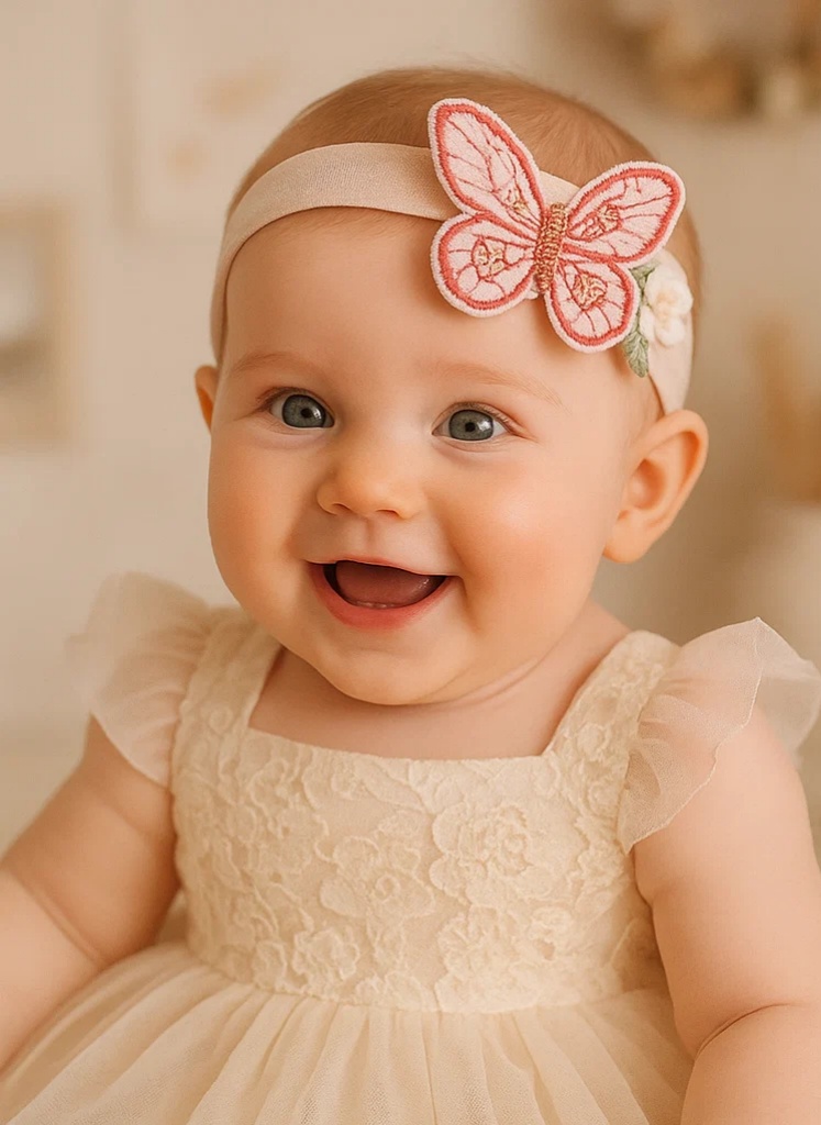 Lastepeapael, millel on tikitud liblikad – Pehme ja elegantne vastsündinud tüdrukutele