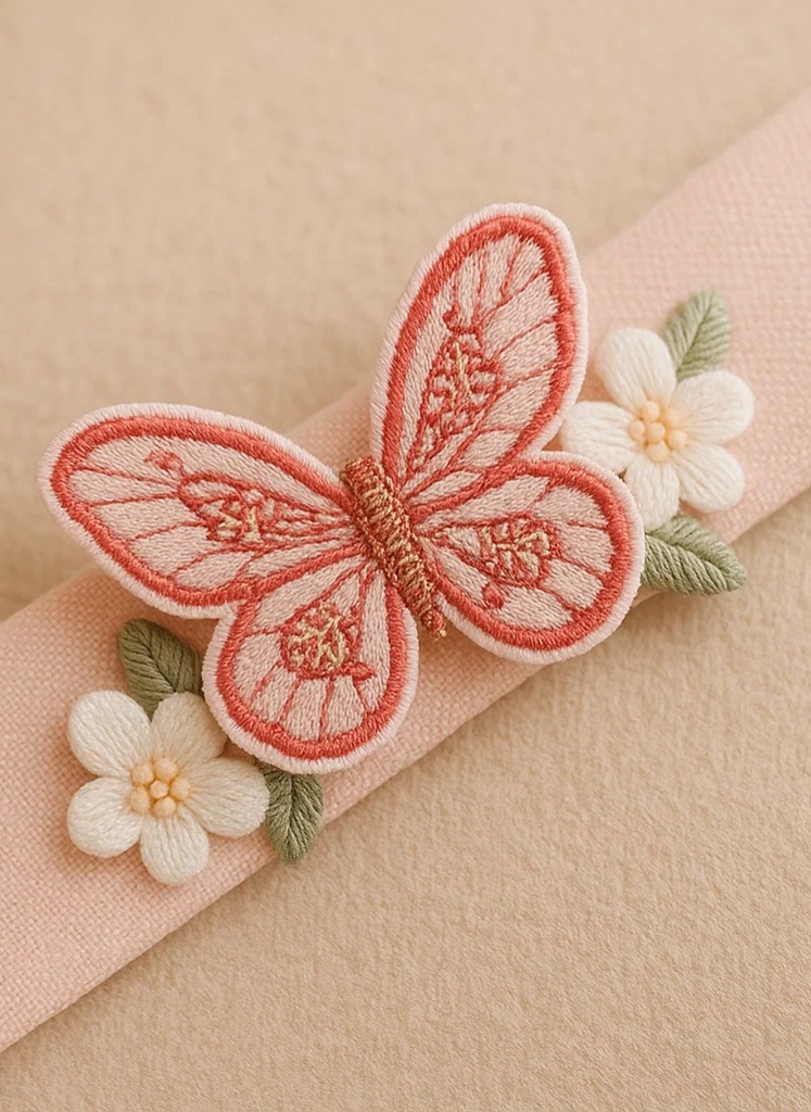 Lastepeapael, millel on tikitud liblikad – Pehme ja elegantne vastsündinud tüdrukutele