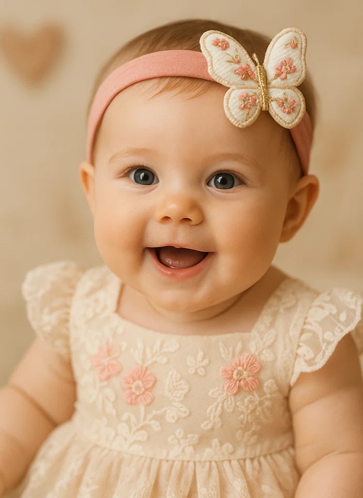 Butterfly Embroidered Baby Headband – Soft and Elegant for Newborn Girls