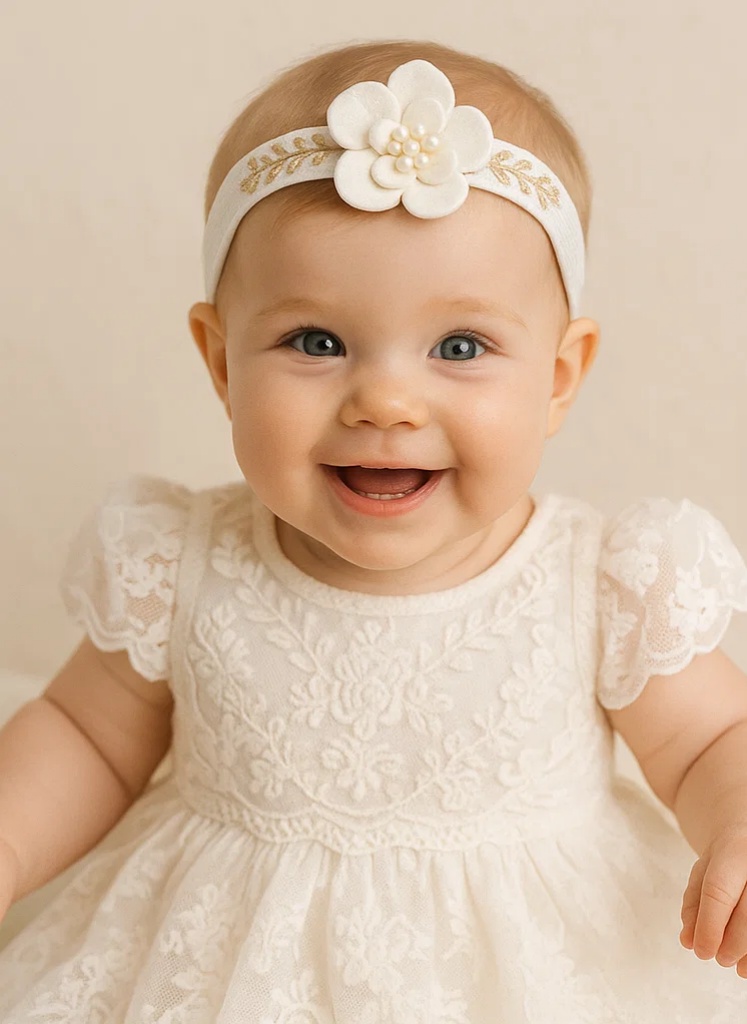 Besticktes Baby-Stirnband mit Blumen – Haarklemmen-Stil für Mädchen