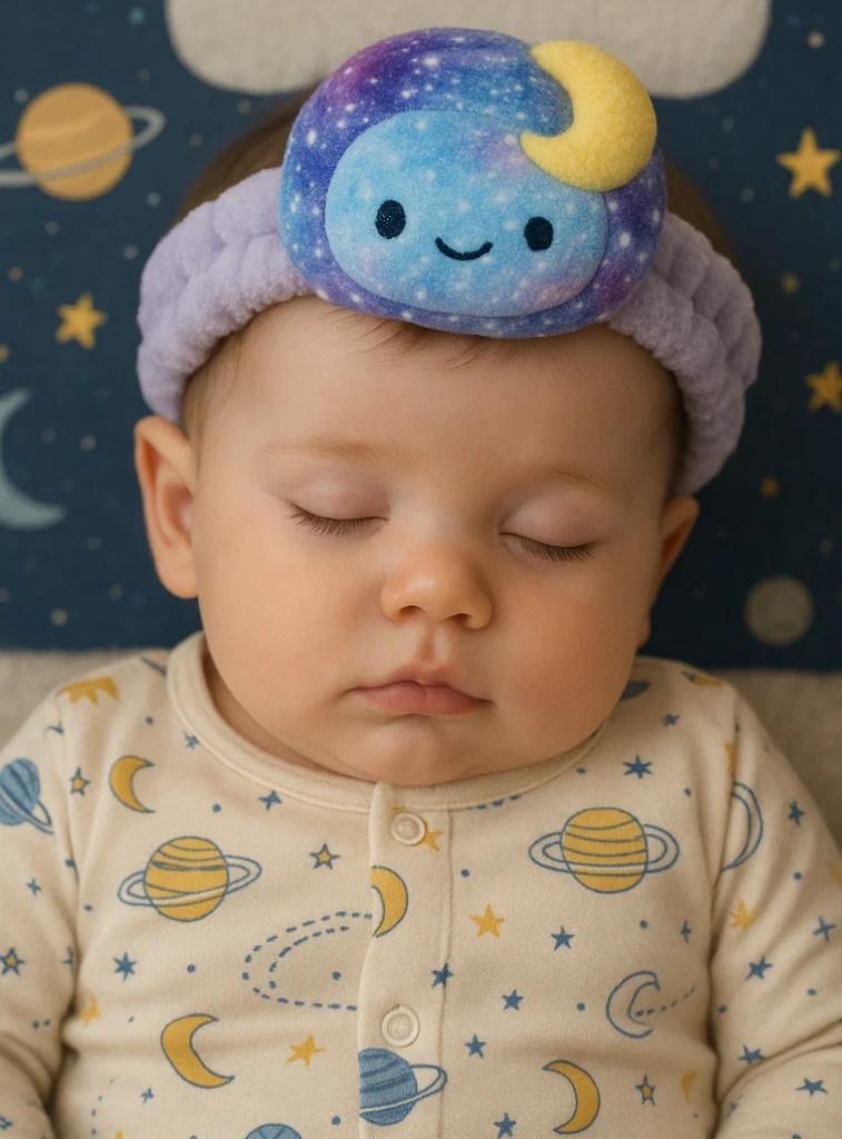 Galaxy Moon Plush Baby Headband – Soft Newborn Photo Prop