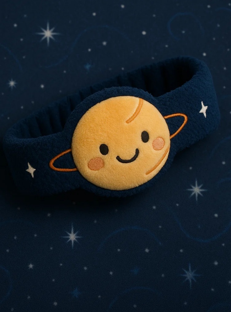 Diadema de peluche para bebé con planeta