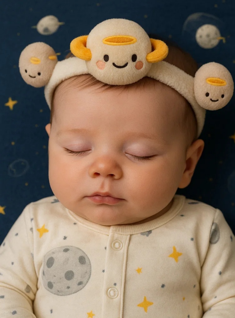Bandeau bébé en peluche planète