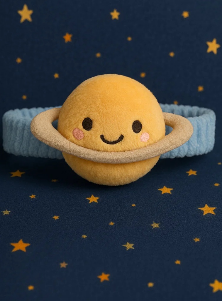 Plyšová dětská čelenka s planetou