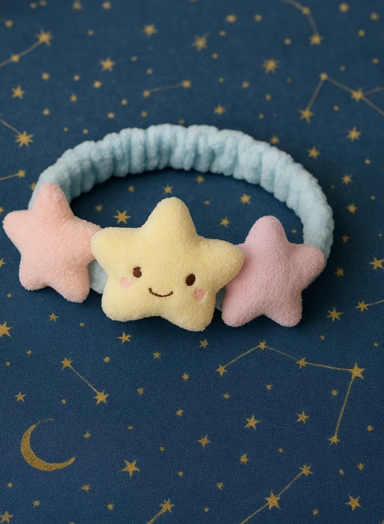 Roztomilá dětská čelenka s designem plyšové pěticípé hvězdy