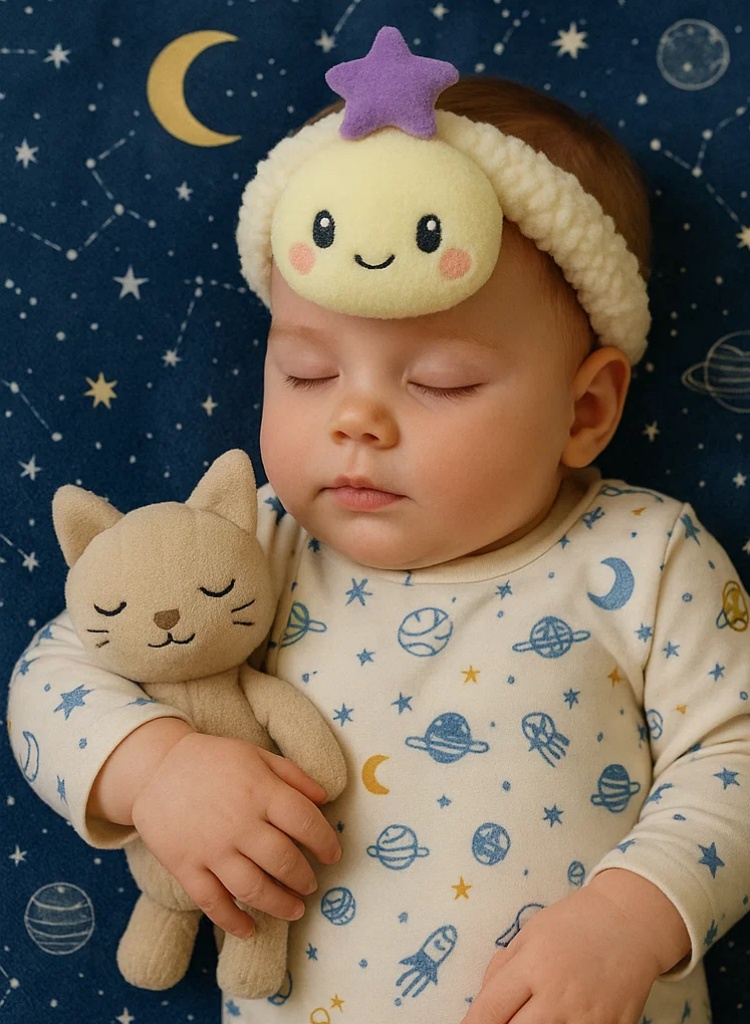 Tiara adorável de bebê com design de estrela de cinco pontas em pelúcia