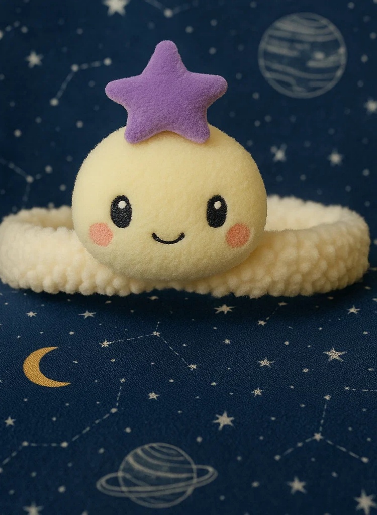 Tiara adorável de bebê com design de estrela de cinco pontas em pelúcia