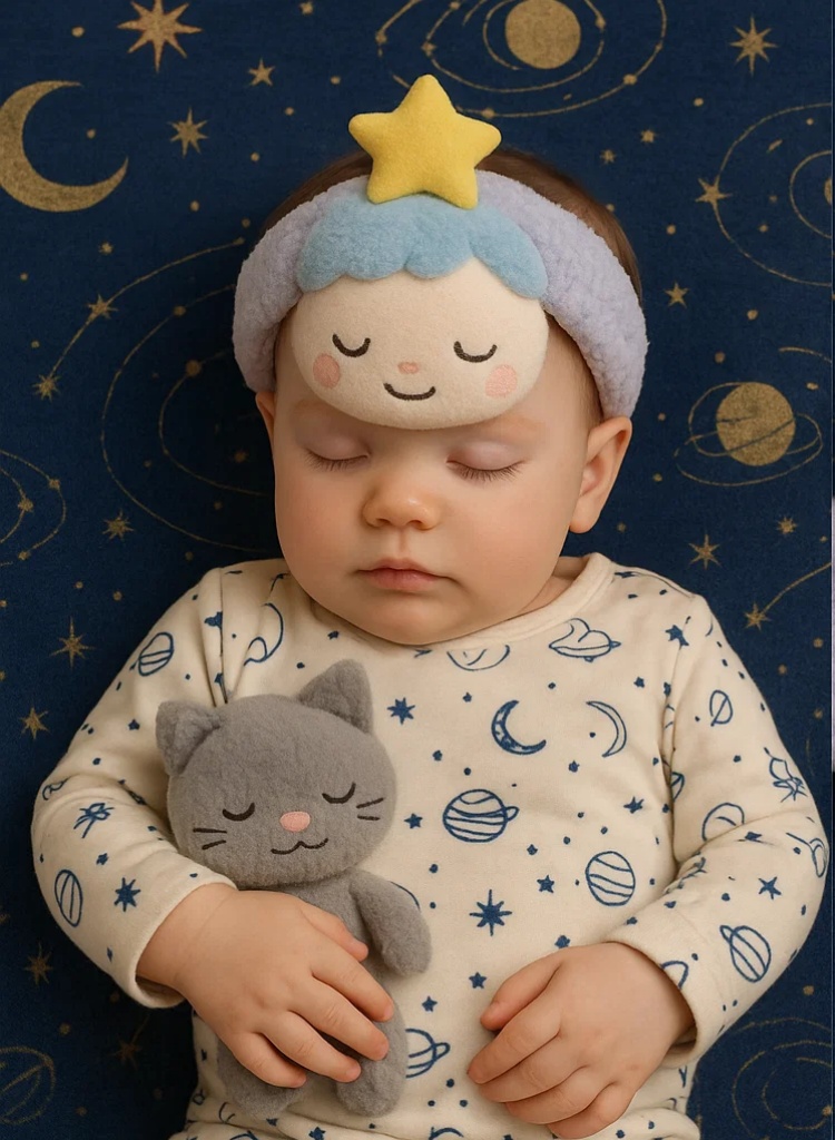 可愛いベビーヘッドバンド、五芒星のぬいぐるみデザイン付き