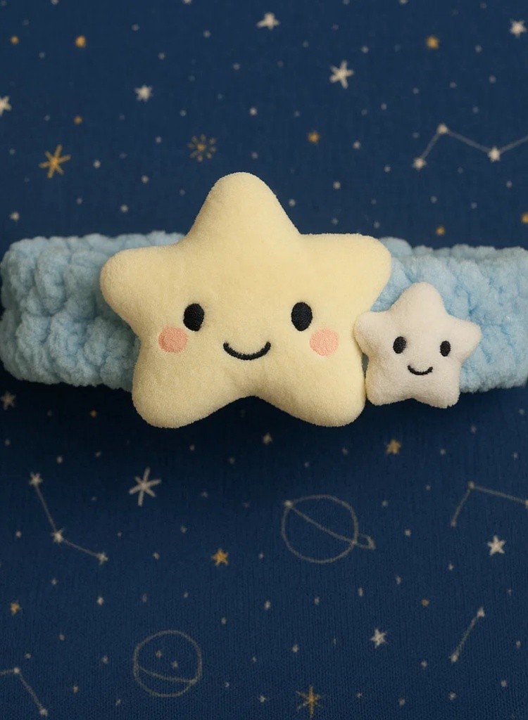 Diadema de bebé adorable con diseño de estrella de cinco puntas de peluche
