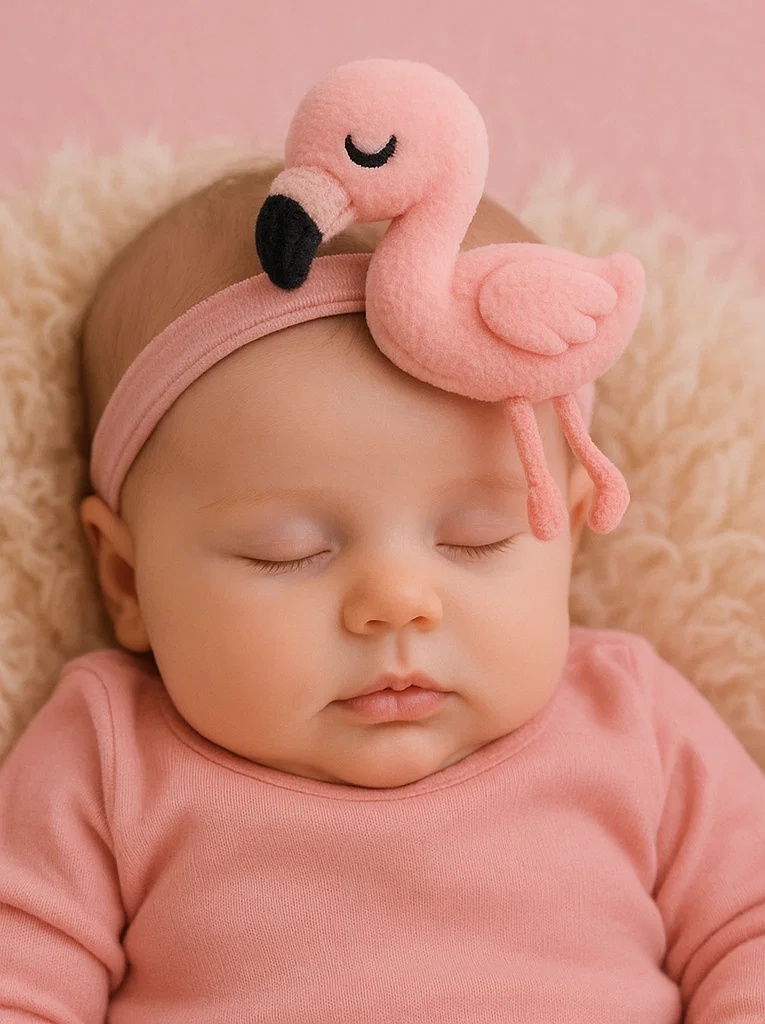 Baby Plush Headband – Flamingo Design