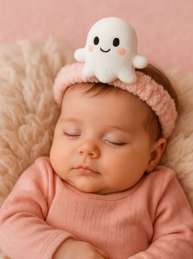 Baby Plush Headband – Pink Cheek Ghost Design