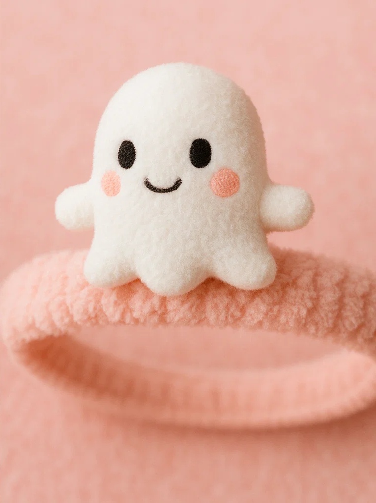 Baby Plush Headband – Pink Cheek Ghost Design