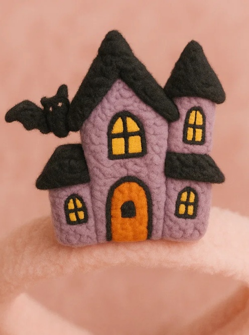 Plyšová čelenka pro miminka – Strašidelný dům design