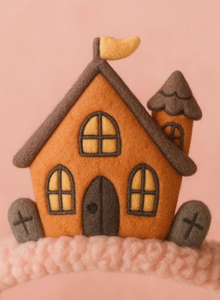 Diadema de peluche para bebé – Diseño de casa embrujada