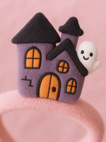 Tiara de pelúcia para bebê – Design de casa assombrada