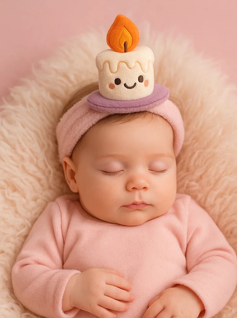 Baby Plush Headband – Birthday Candle Design
