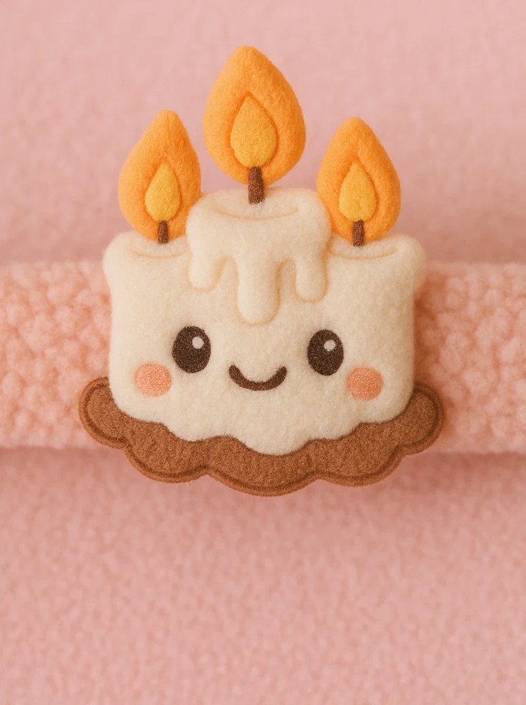 Plüsch-Stirnband für Babys – Geburtstagskerzen-Design