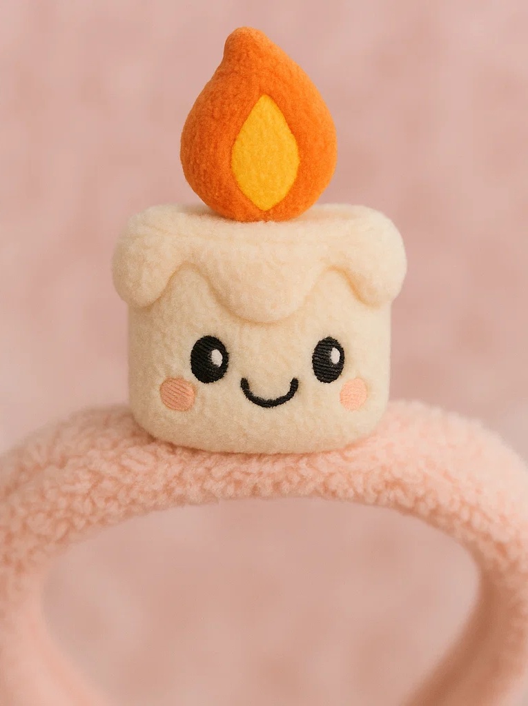 Bentiță din pluș pentru bebeluși – Design cu lumânare de aniversare