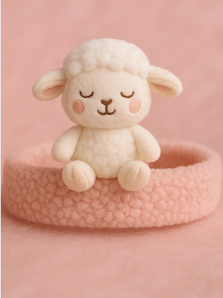 Beebi plüüsist peapael – Unise lambakese disain