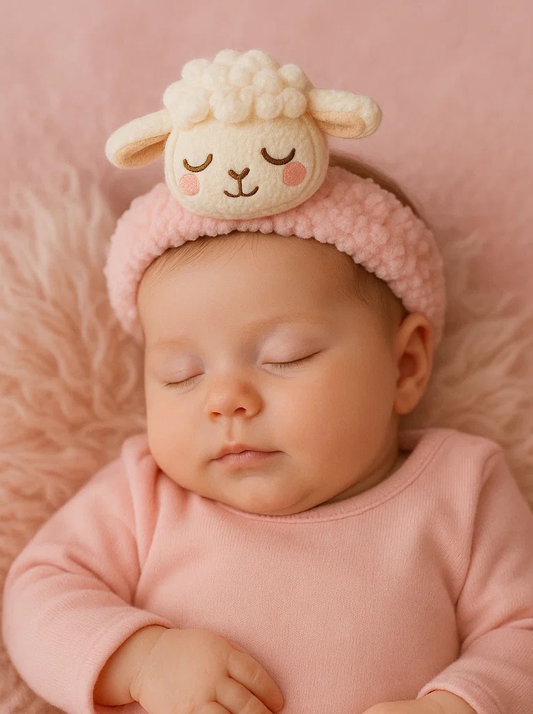 Dětská plyšová čelenka – Ospalý ovečka design