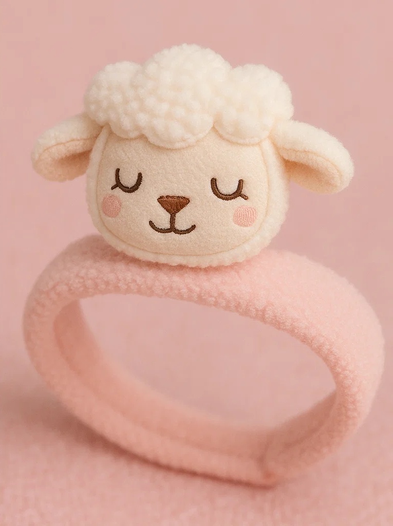 Bandeau en peluche pour bébé – Design mouton endormi