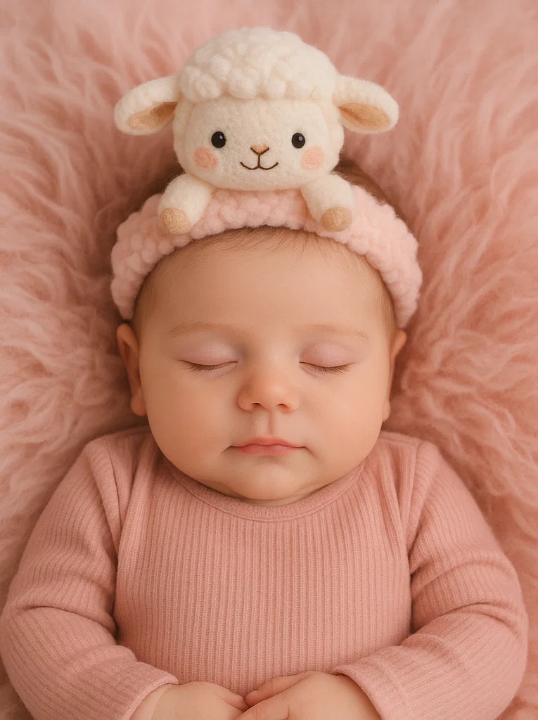 Plüsch-Stirnband für Babys – Schlafendes Schaf Design