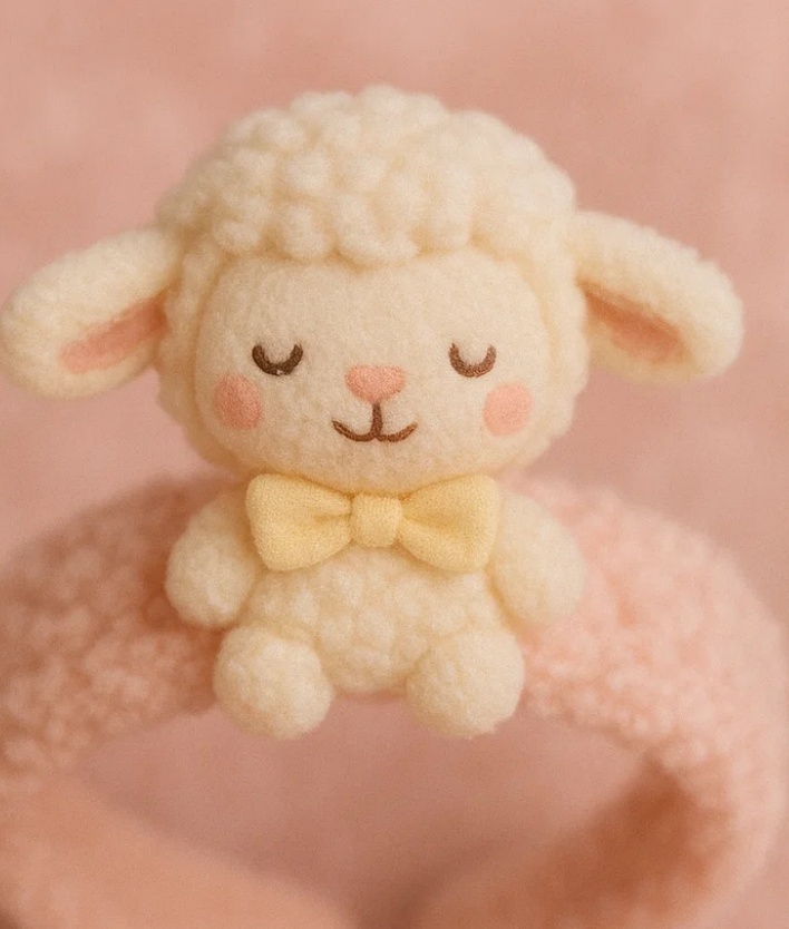 ベビープラッシュヘッドバンド – 眠そうな羊デザイン