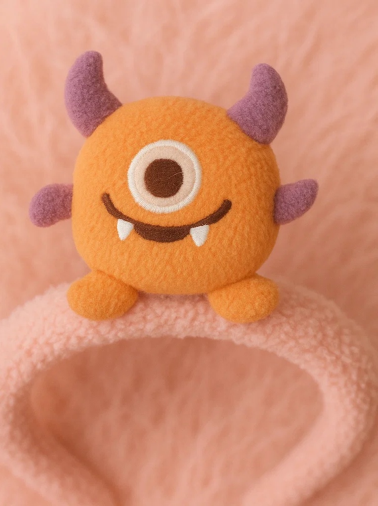 Baby Halloween Headband – Cute Orange Monster with Candy