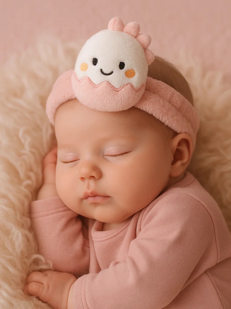 Bandeau en peluche pour bébé dinosaure avec œuf