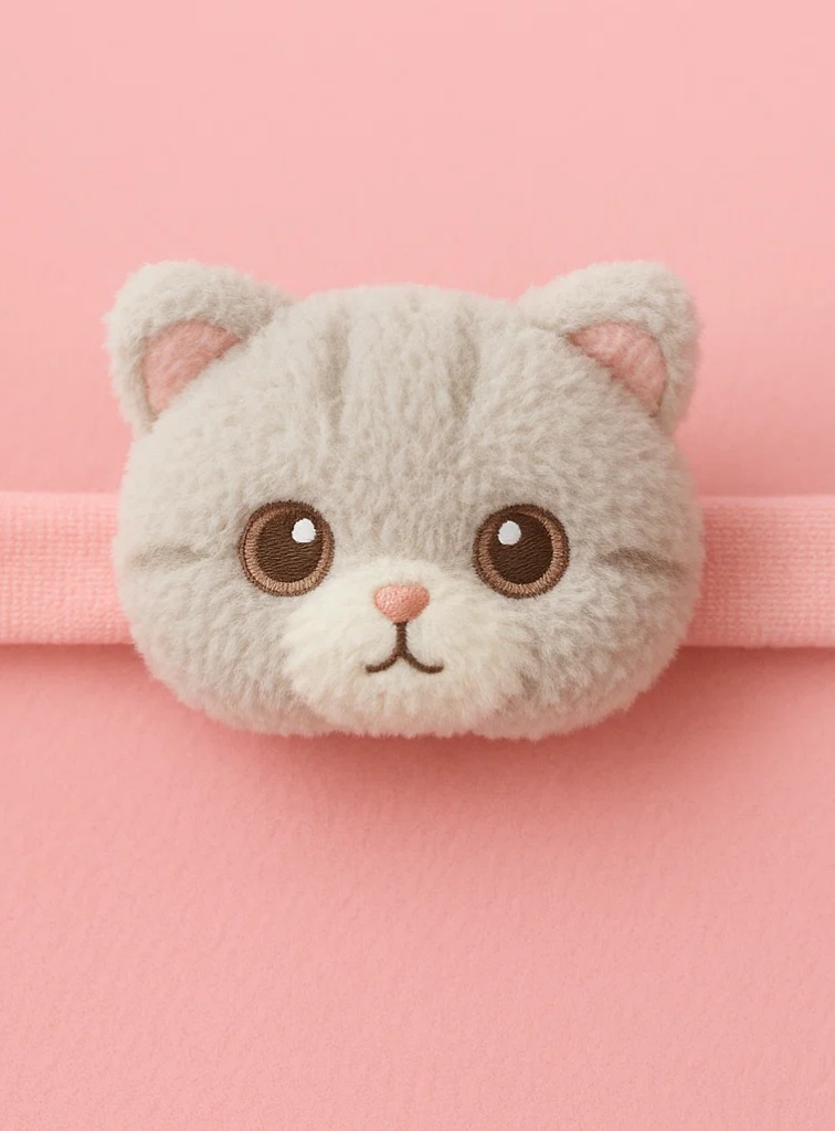 Cute Grey Cat Plush Baby Headband – Soft Cartoon Animal Hairband for Newborns & Infants