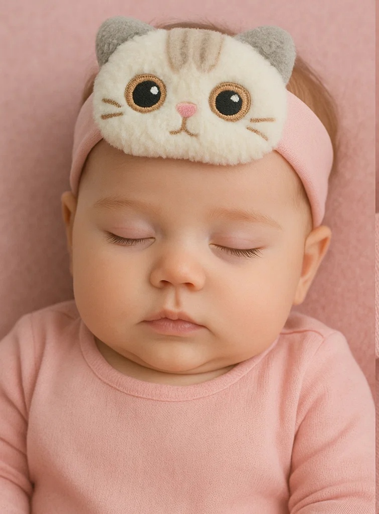 Diadema de felpa para bebé de gato gris lindo – Cinta suave con animal de dibujos animados para recién nacidos y bebés