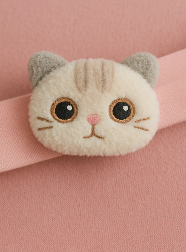 Diadema de felpa para bebé de gato gris lindo – Cinta suave con animal de dibujos animados para recién nacidos y bebés
