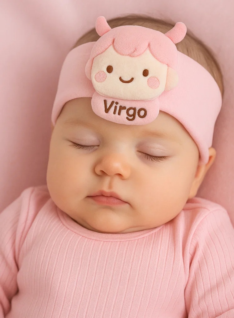 Virgo Girl Plush Baby Headband – Soft Zodiac Cartoon Hairband for Newborns & Infants
