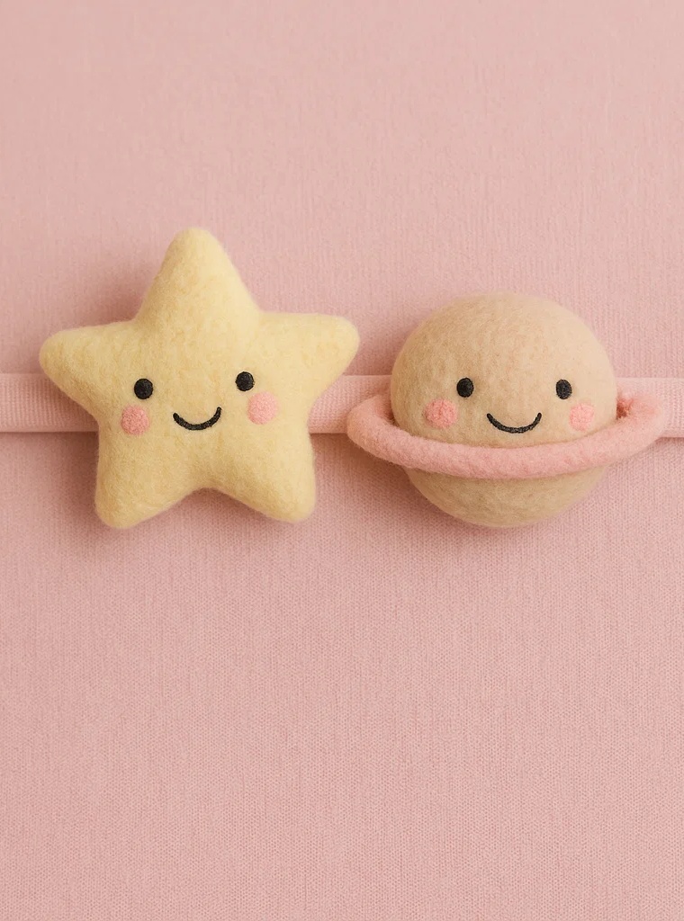 Faixa de Cabelo de Pelúcia Estrela e Lua para Bebês – Faixa Macia com Desenho Animado para Recém-nascidos e Bebês