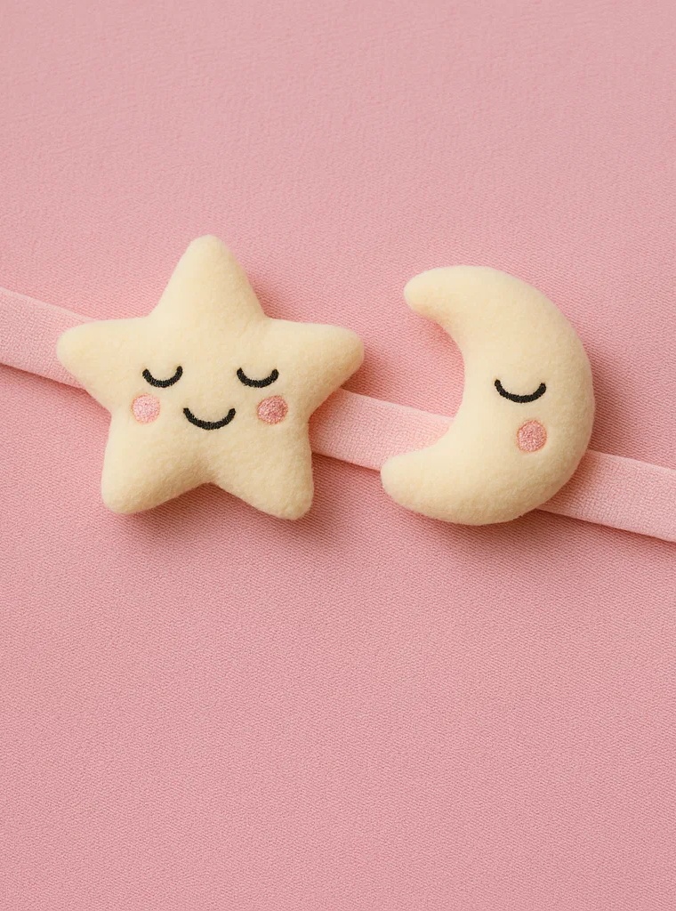星と月のぬいぐるみベビーヘッドバンド – 新生児＆乳児向けソフトなカートゥーンヘアバンド