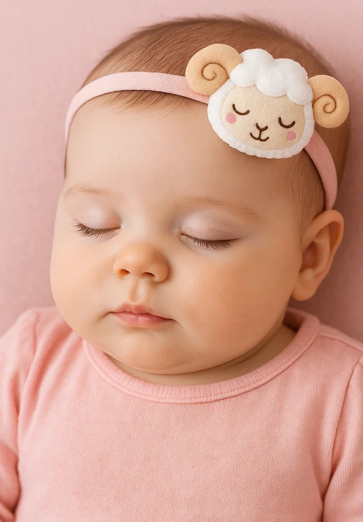 Aries Plush Baby Headband – Soft Cartoon Zodiac Sheep Hairband for Newborns & Infants