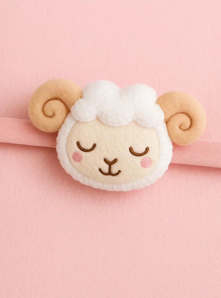 Aries Plush Baby Headband – Soft Cartoon Zodiac Sheep Hairband for Newborns & Infants