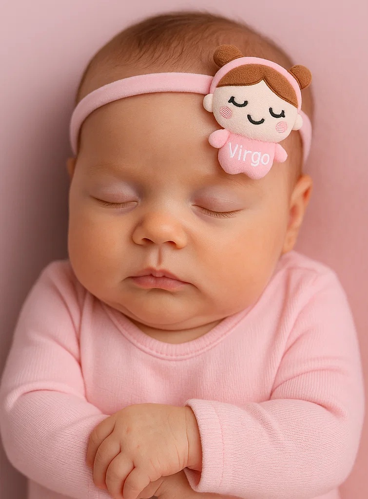 Virgo Plush Baby Headband – Soft Zodiac Cartoon Hairband for Newborns & Infants