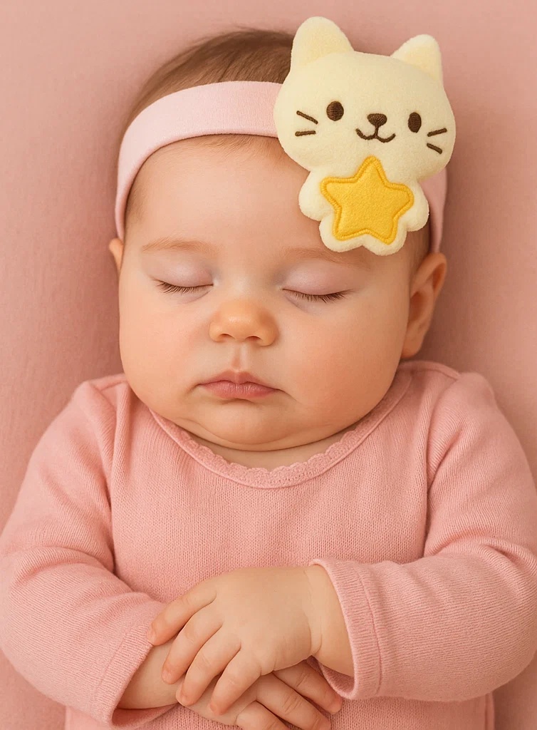 Diadema de felpa para bebé de gato estrella – Cinta suave con animal de dibujos animados para recién nacidos y bebés