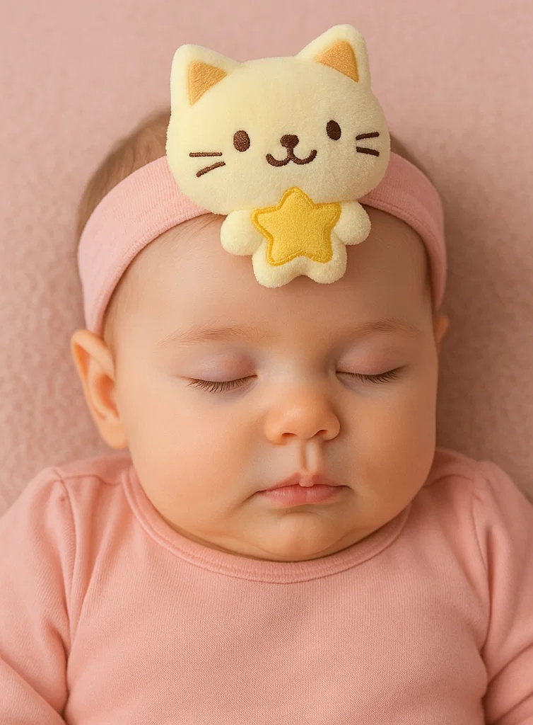 Katzenstern Plüsch-Baby-Stirnband – Weiches Cartoon-Tier-Stirnband für Neugeborene & Babys