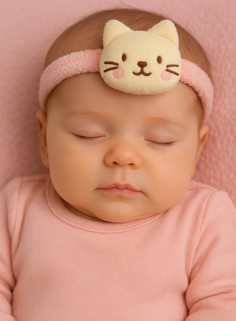 Bandeau en peluche Chat Étoile pour bébé – Bandeau doux à motif animalier pour nouveau-nés et nourrissons