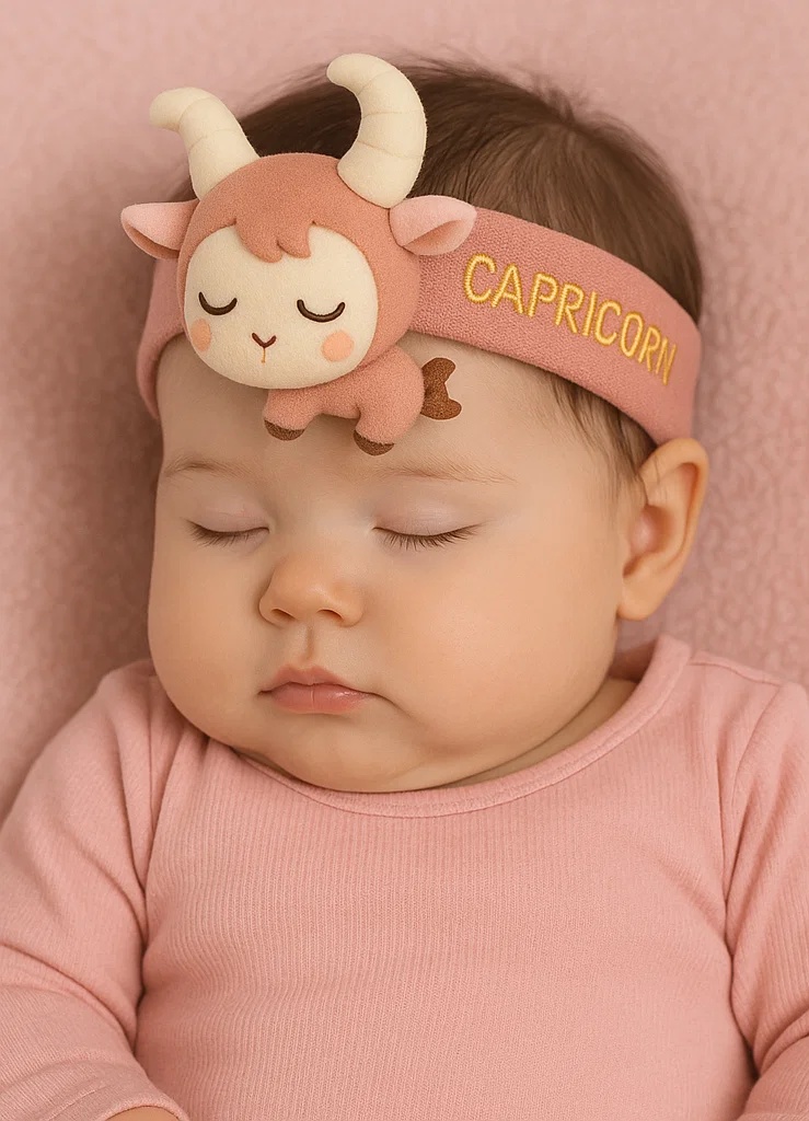 Capricorn Plush Baby Headband – Soft Zodiac Hairband for Newborns & Infants
