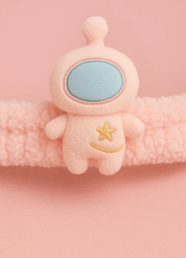 Pink Astronaut Plush Baby Headband – Soft Space Theme Hairband for Newborns & Infants