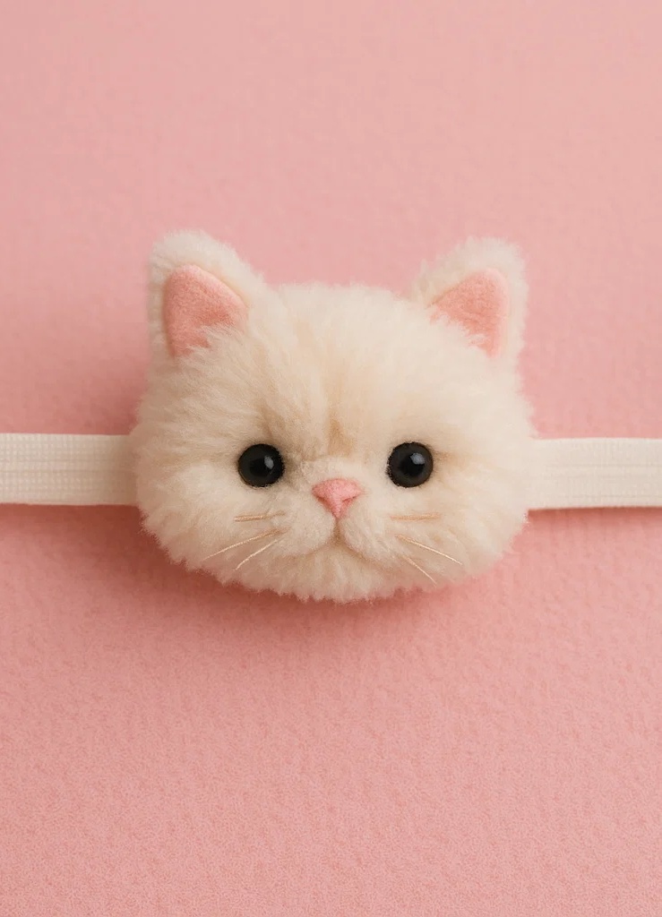 White Fluffy Cat Plush Baby Headband – Soft Cartoon Animal Hairband for Newborns & Infants